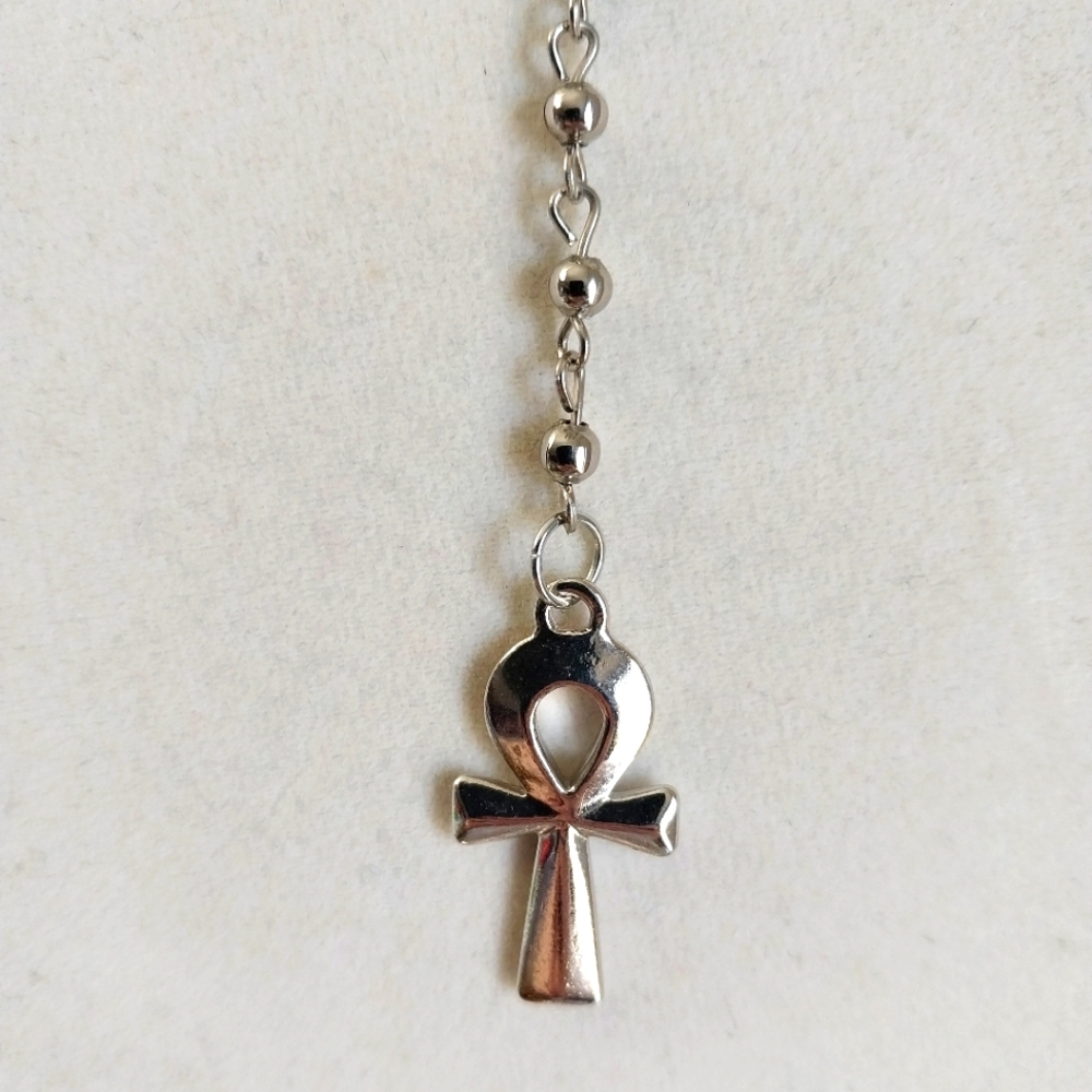 Handmade goth vampire rosary style silver necklace - Picture 3 of 6